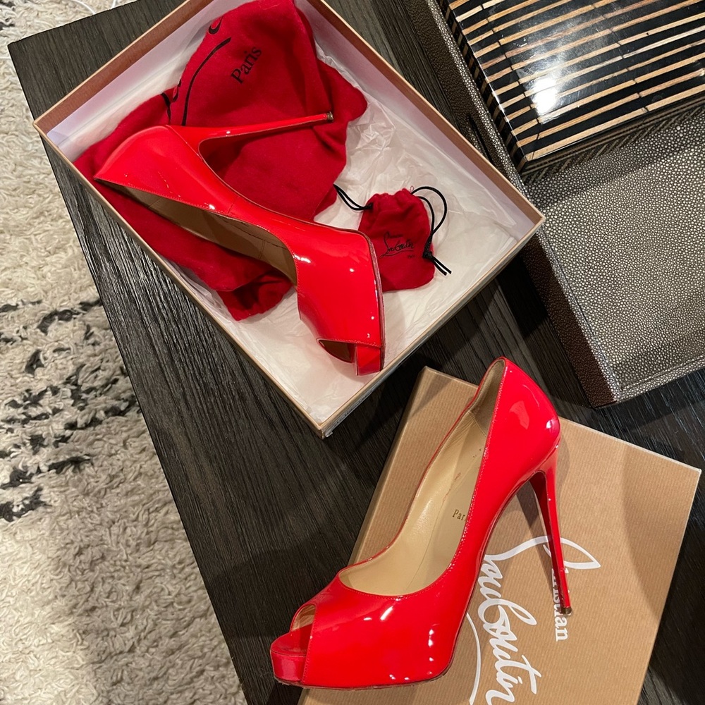 Christian Louboutin New Very Prive Red 120mm Platform Pumps